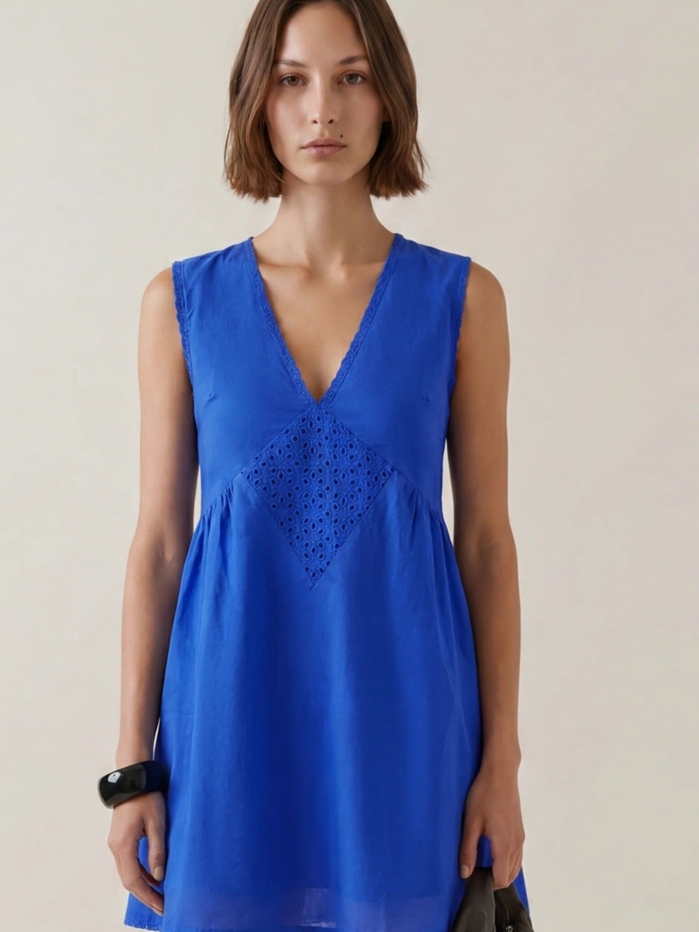Few Moda Kourt Tatiana Blue V-Neck Eyelet Mini